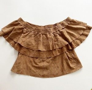 Designer Remix Charlotte Eskildsen Suede Off Shoulder Top Western Chic Sz 32/xs